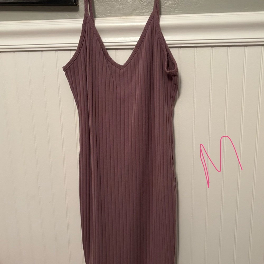 Forever 21 Ribbed Midi Dress in Mauve